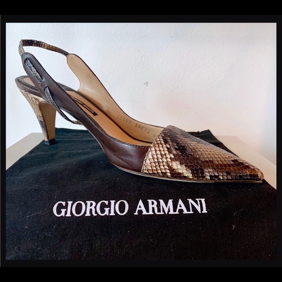 Giorgio Armani Brown/Taupe Python Slingback Heels - Picture 3 of 6